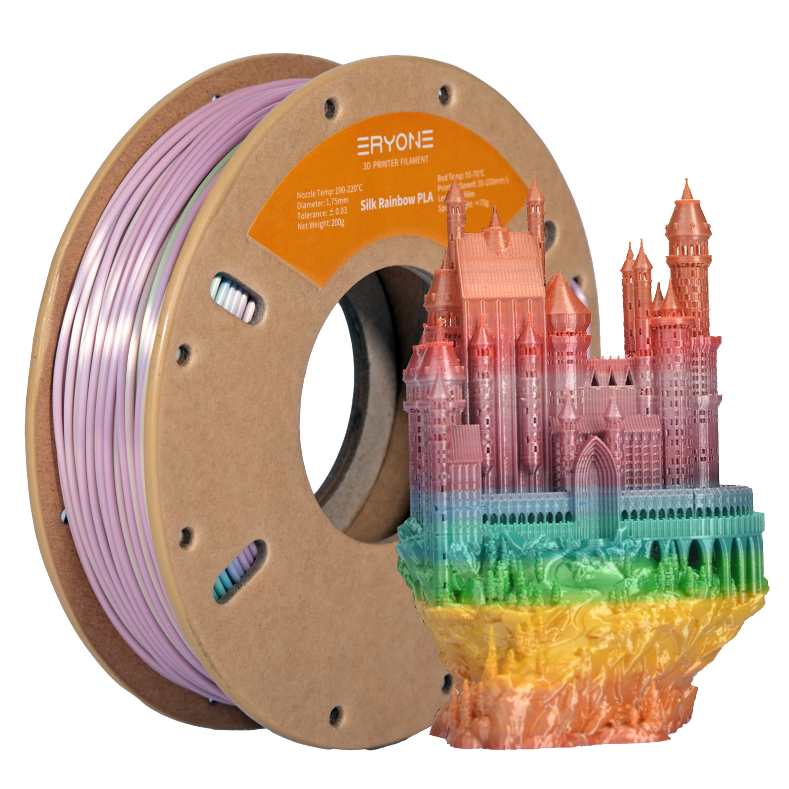 Eryone 200G Rainbow PLA Filament Multicolor Perfect Spooled 1.75mm 200G Texture For 3D Printer Fast Shipping