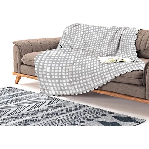 Realhomes Gray Ground Geometric Square Pattern Modern Chenille Sofa Cloth