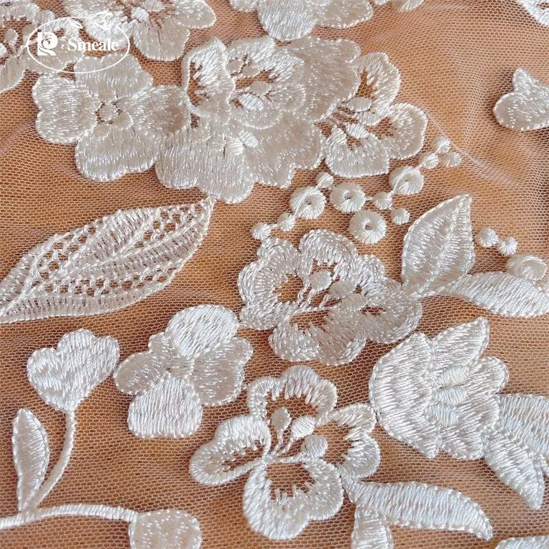 High-Density Embroidered Lace Fabric, Rayon Plant Flower, Wedding Dress DIY Accessories, Bridal Fabric, RS4080