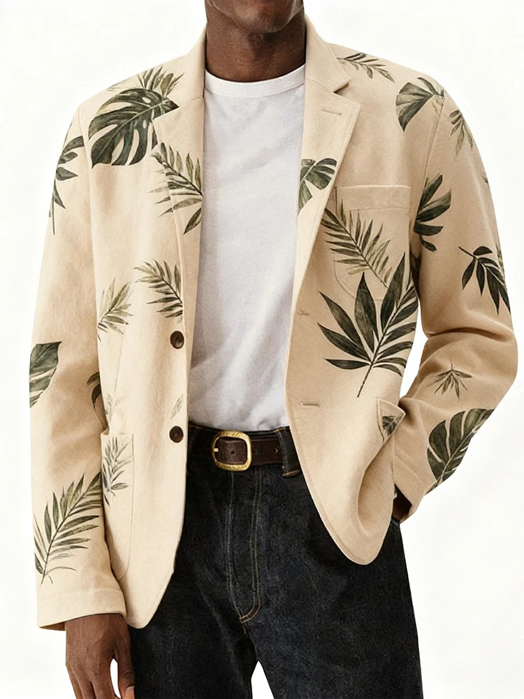 Pánské sako s dlouhým rukávem, ležérní střih, slim fit, zapínání na knoflíky, stylové svrchní oblečení s pruhovaným potiskem 2026 - náhled 4