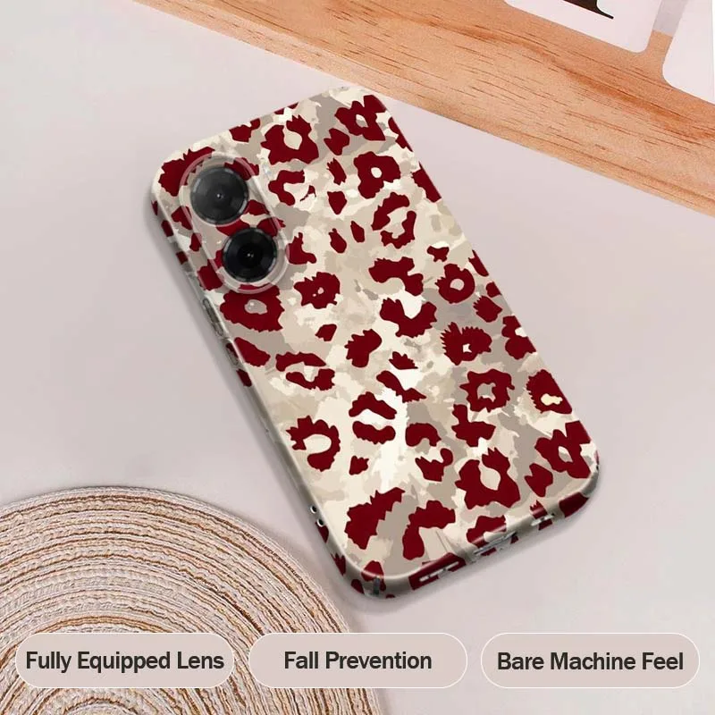 

Leopard Print Red Beige Phone Case For Xiaomi Mi Poco F3 F4 F5 F6 F8 X3 X4 X5 X6 X7 M3 M4 M5s M6 GT Pro 5G Feilin Shell