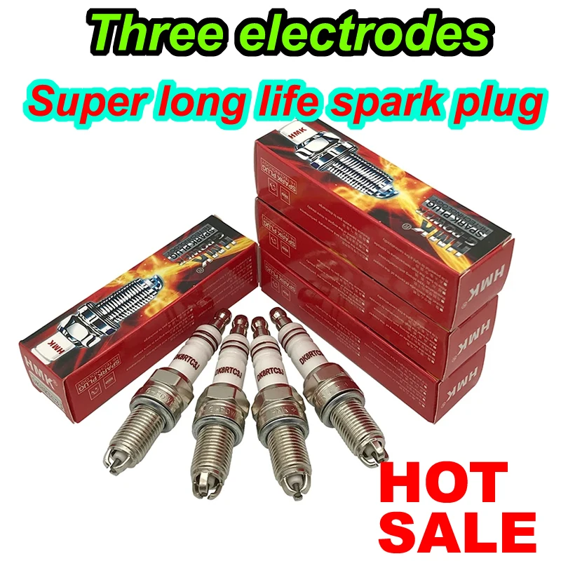 4pcs LPG CNG LNG 3 Electrodes Spark Plug DK8RTC3J FOR IKR7D DCPR8E XU24EPR-U XU22EP DCPR8EIX DCPR8EKC YR7DC IXU22 IXU24 DCPR8E-N