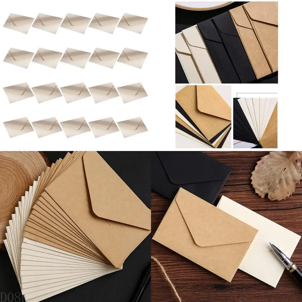 

D08B 20Pcs Vintage Handmade Envelopes 4x2.76Inch Flipping Envelope Gift Card Holders
