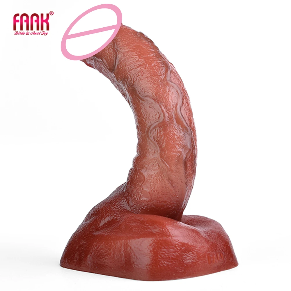 FAAK Strapon Artificial Penis Silicone Realistic Curved Dildo With Sucker Sex Toys For Women Female Masturbator Skin Touch