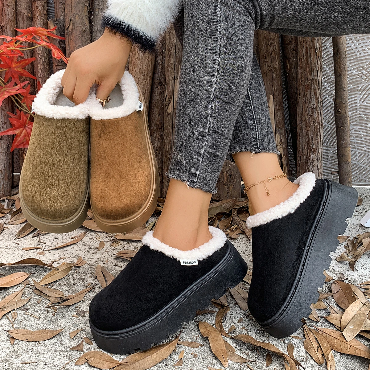 Women High Platform Boots Comfortable Luxury Fashion Ankle Boots Women Trend Casual Thickened Fluff Shoes Woman Zapatos De Mujer