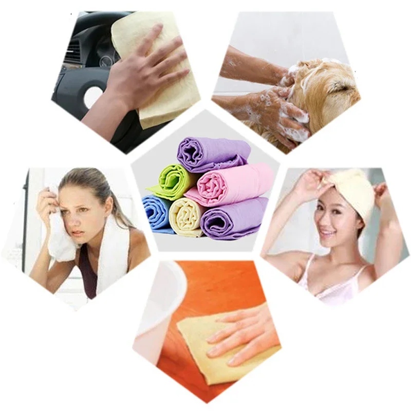 1Pc 43*32cm Car Wash Towel PVA Soft Quick Drying Towels Household Absorb Water Towel Automobile Cleaning Care Accessories