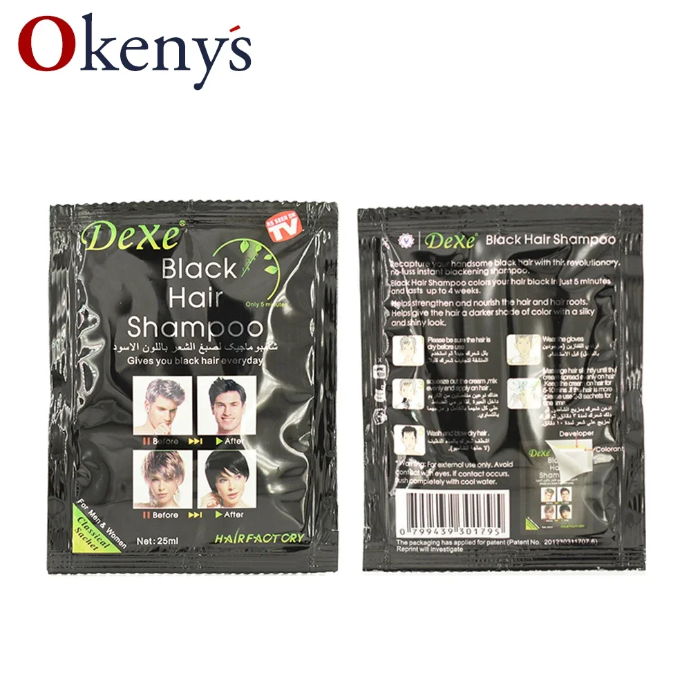 5pcs 25ml Dexe Black Hair Shampoo 5 Mins Dye Hair Into Black Herb Natural Faster Black Hair Restore Colorant Shampoo Treatment