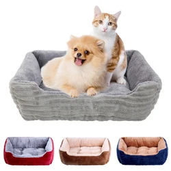 Pet Cat Dog Bed Cushion Square Soft Plush Kennel Dog Bed for Small Medium Dogs Cat Puppy Accessories Pet Sleep House