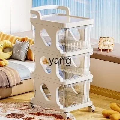 LMH  shelf transparent acrylic movable trolley multi-layer snack storage cabinet