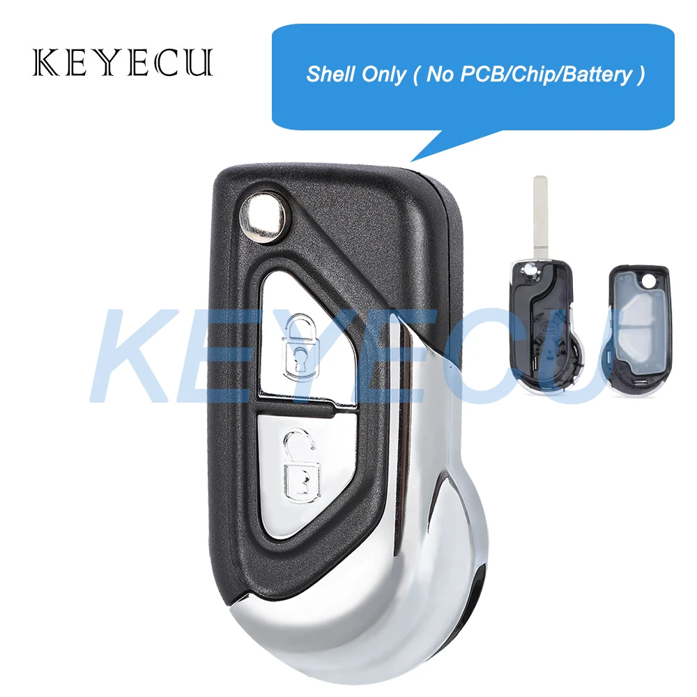 Keyecu Chiave A Distanza Pieghevole Borsette Caso 2 Bottoni per Citroen C3 DS3 2009 2010 2011 2012 2013 2014 2015 2016 2017 HU83/VA2 Lama