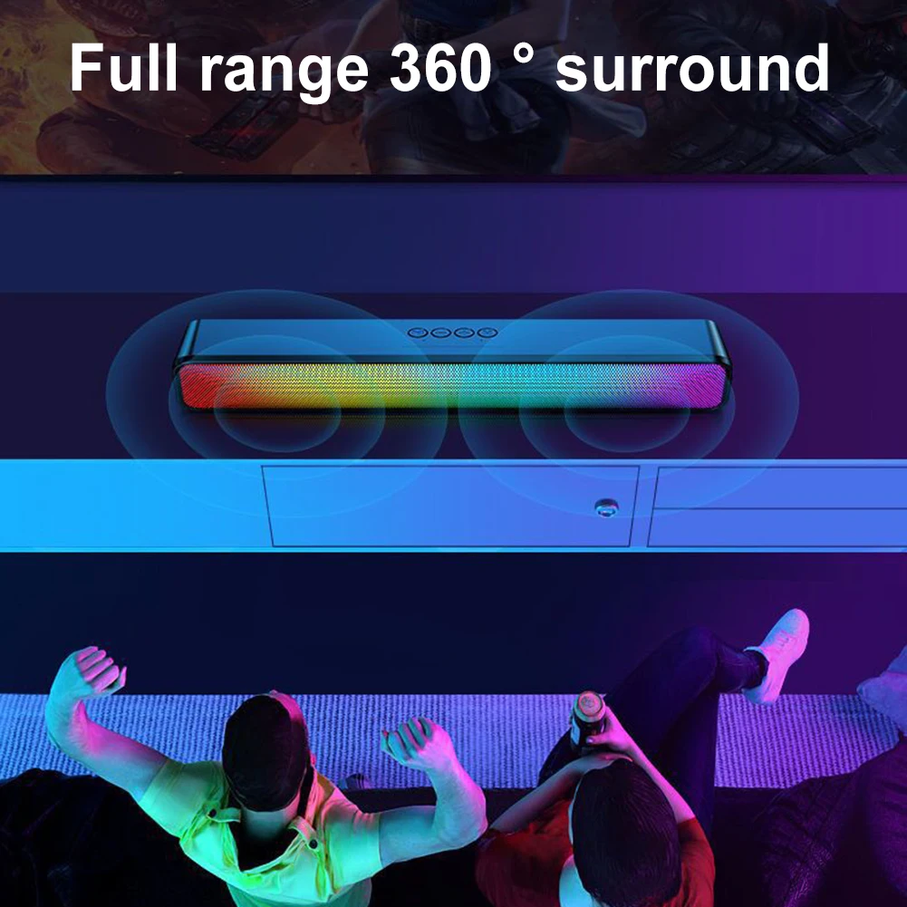 

RGB Wireless Speaker Bluetooth-Compatible 3D Stereo Sound Bar USB Powered PC Speaker with Subwoofer Double Speaker for PC Laptop