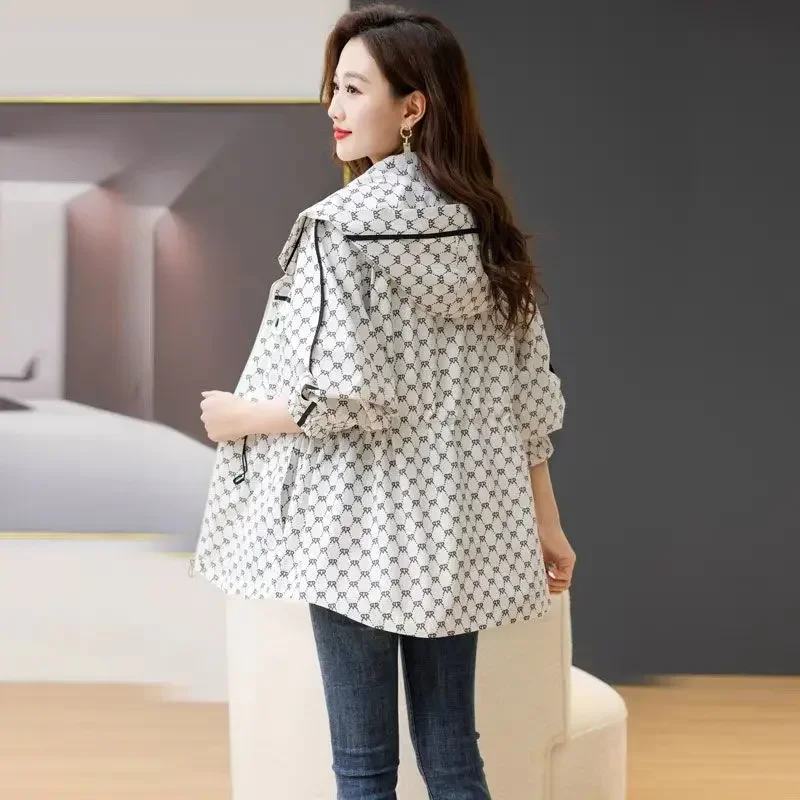 Zip-up Printing Coats Woman Luxury Deals Elegant Korean Style Demi-season Long Sleeve Reviews Clothes Hooded Jacket for Women