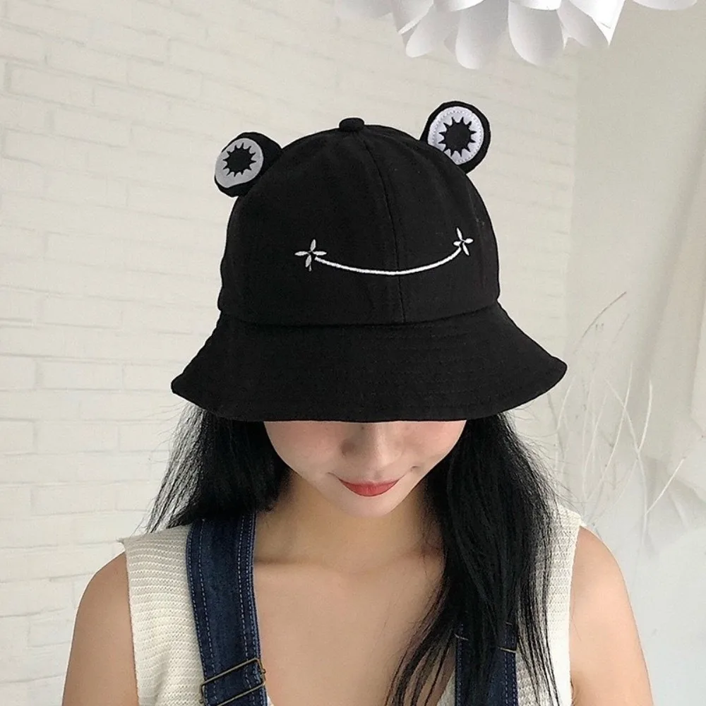 Nuevos sombreros de cubo de rana transpirables para padres e hijos con ojos grandes gorras de protección solar gorras de pesca plegables Unisex