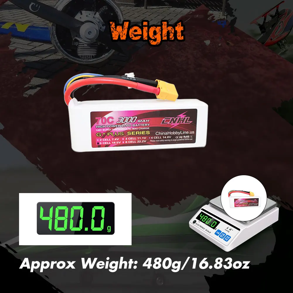 CNHL 5S 18.5V 3000MAh Lipo แบตเตอรี่70C พร้อม XT90ปลั๊ก G + PLUS สำหรับเฮลิคอปเตอร์ RC Quadcopter เครื่องบิน Drone FPV รถเรือ Part