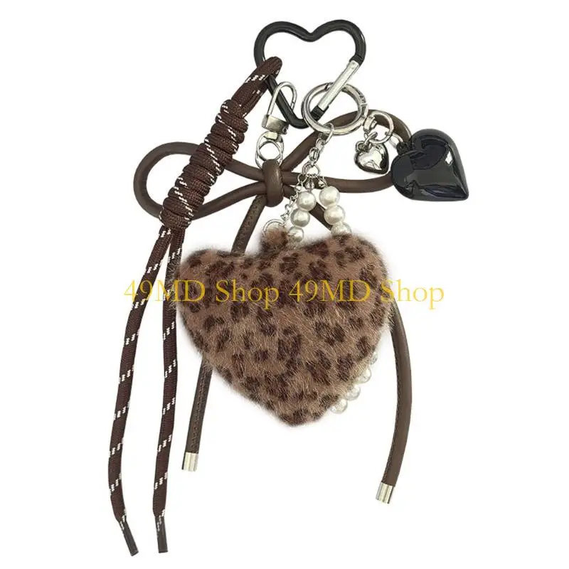 

49MD Heart Braided Keychain Bag Charms Purse Handbag Bag Accessories Backpack Pendant Charm Car Keychain Hanging Ornaments