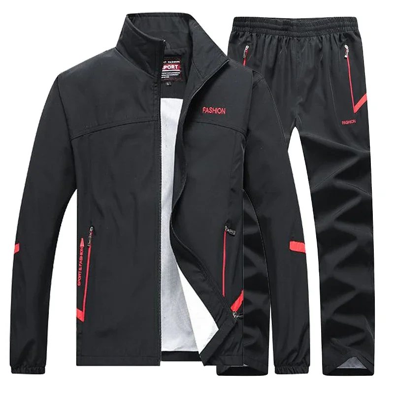 Men's Sportswear Sets Spring Autumn 2 Piece Tracksuit Sports Suit Jacket+Pant Sweatsuit Male Outdoor Train Clothing