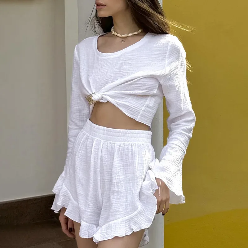 

Casual Loose Women's ort Sve Long Pants Spwear Set Breathable Polyester Fiber Spring Summer Autumn Seasonal Wear