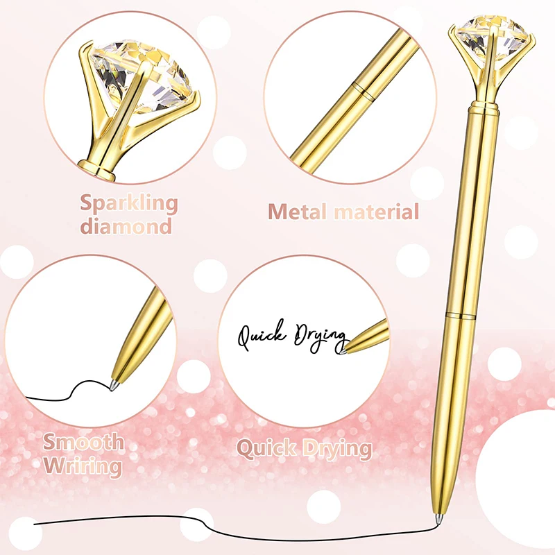 84Pcs Crystal Diamond Ballpoint Bride Wedding Pen Smooth Writing Stationery 0.7mm Ball Point Pen Office Gift Pens