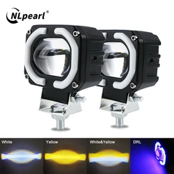 NLpearl 2PCS Motorcycle Fog Light Headlight Car Offroad Truck Angel Eyes LED light Portable Spotlights Driving Car Boat Light