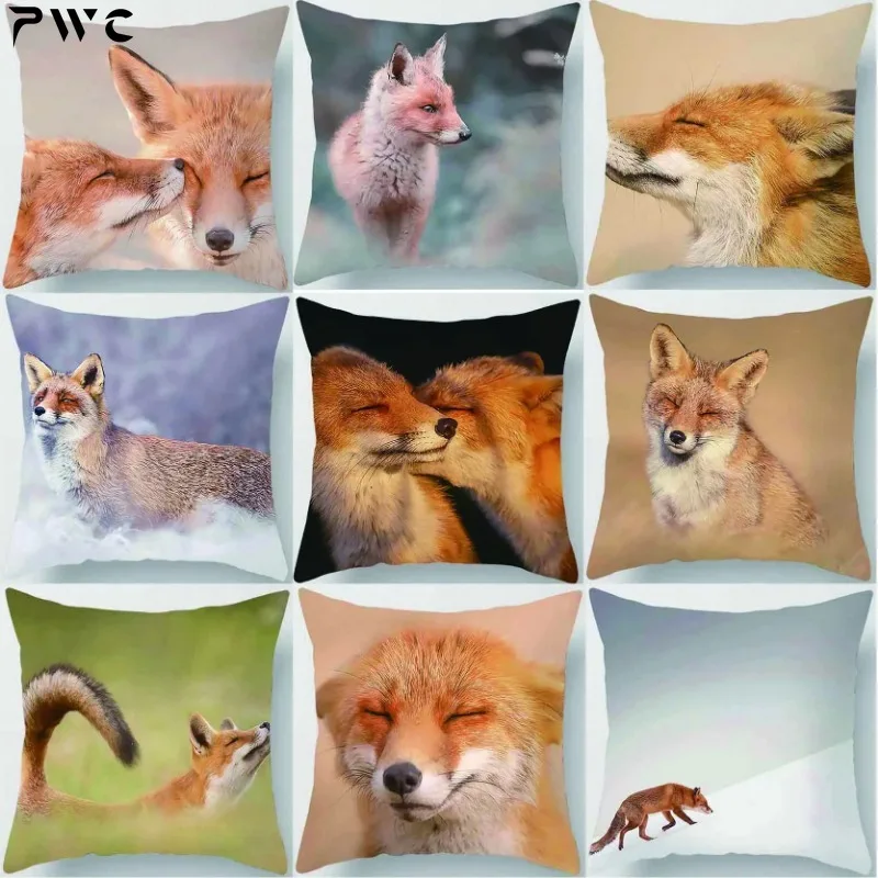 

Fox Printed Printing Square Pillowcase, Used for Home Decoration, Car Sofa Cushion Cover