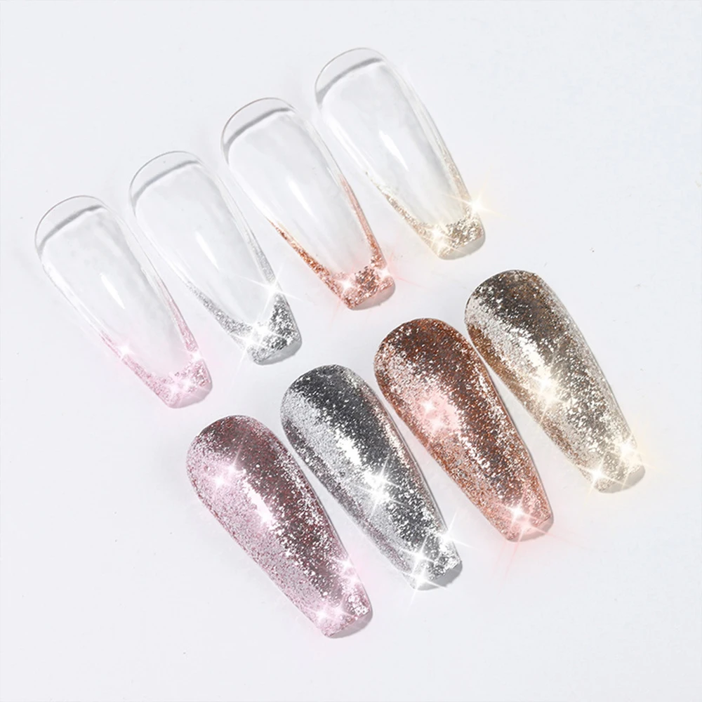 Vendeeni 4 Colors Sequins Platinum Painting Gel Nail Polish UV LED Soak Off Shiny Glitter Golden Rose Silver Metal Nail Varnish view 3