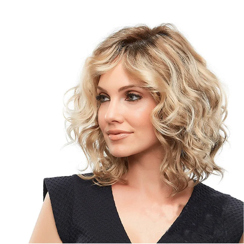 المألوف زهر الكمثرى بيرم الملونة أومبير الأوروبية والأمريكية الباروكات قصيرة شعر مستعار اصطناعي هيربيسي الشعر المجعد للنساء #3