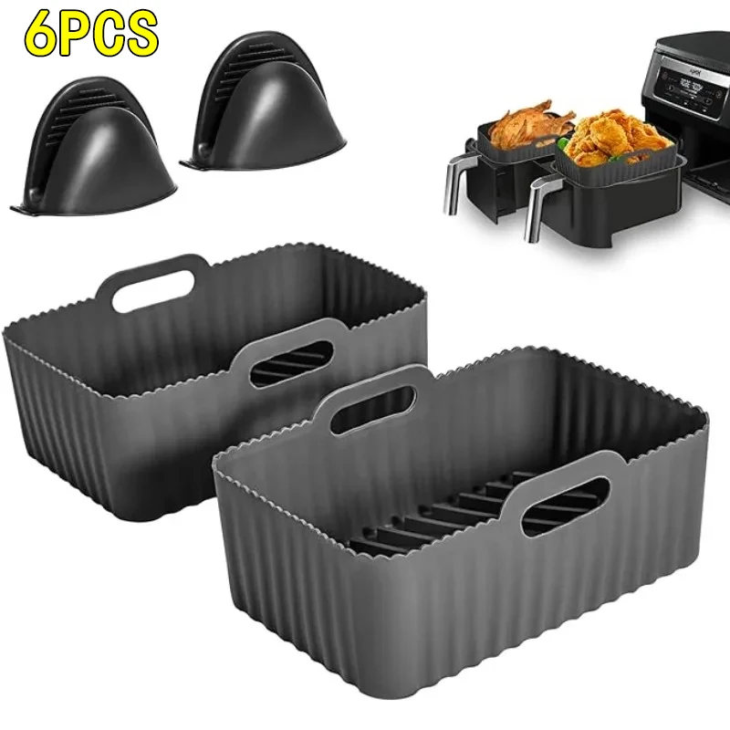 Schwarze Silikon Luft fritte usen Ofen Backblech rechteckigen Ersatz Küchen grill Pfanne Air fryer Küche gebratene Hühner korb Matte
