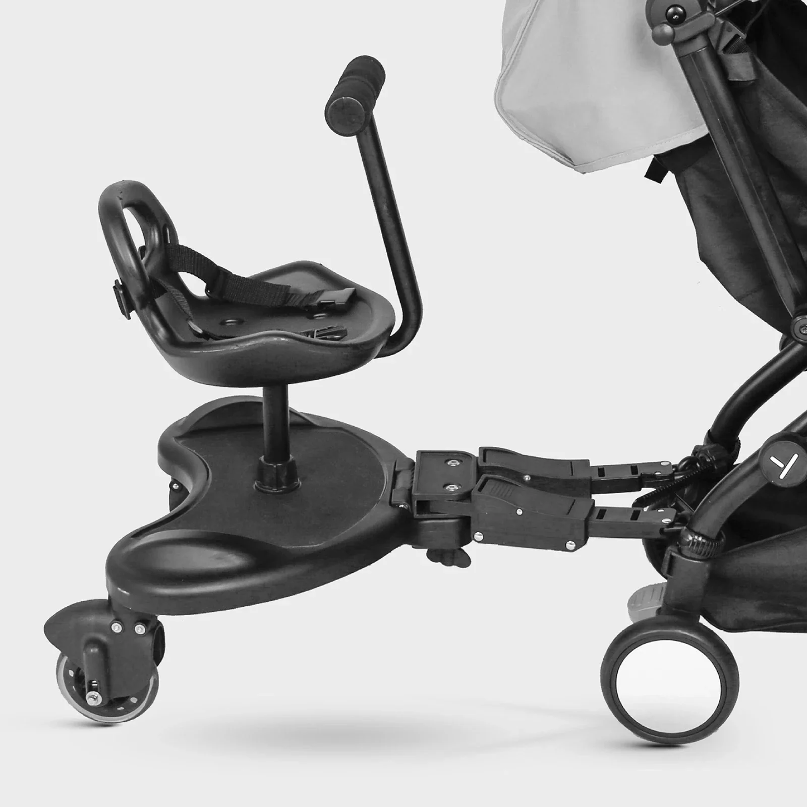 Non-Slip Stroller Standing Boar,Rider Stroller Attachment,Universal Stroller Board,Board Buggy Wheeled Board+Seat, Max Load 25kg