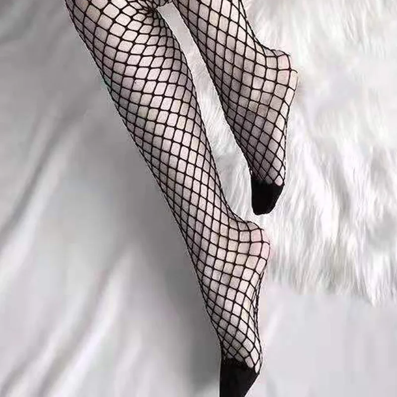 Sexy Black Long Fishnet Stockings for Women Mesh Elastic Tight Over The Knee Socks Cotton High-Tube Stocking Girls Fish Net Sock