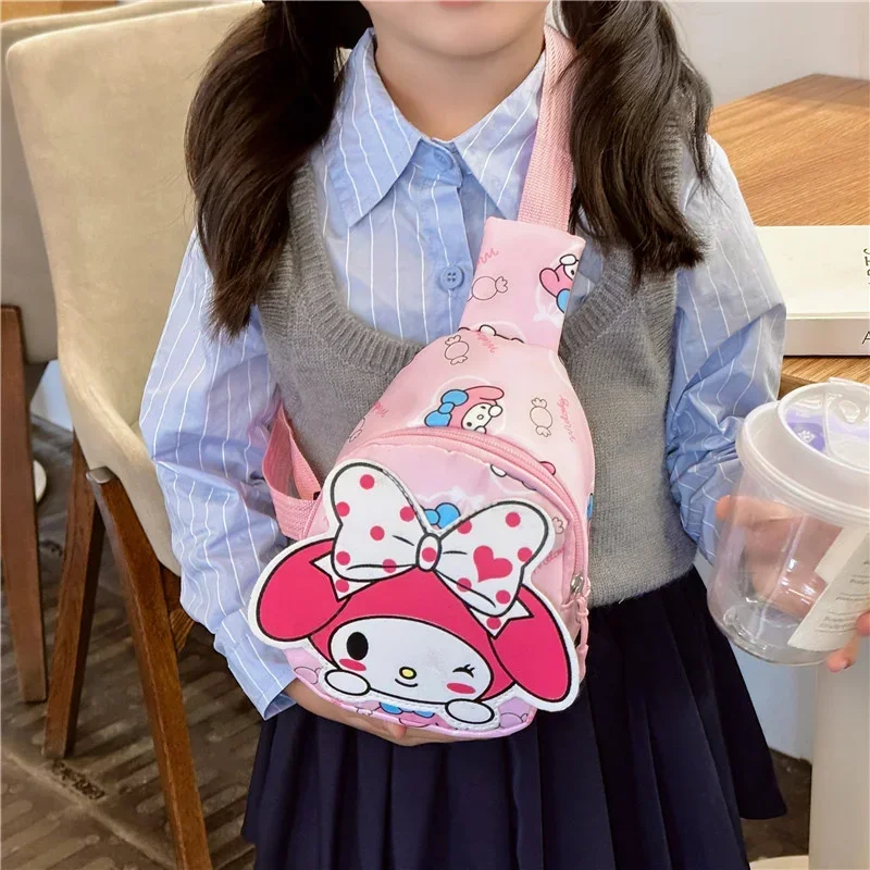 Sanrio Kawaii Hello Kitty Chest Bag Crossbody Bags Kuromi My Melody Cinnamoroll Messenger Shoulder Handbag for Women Toys Girls