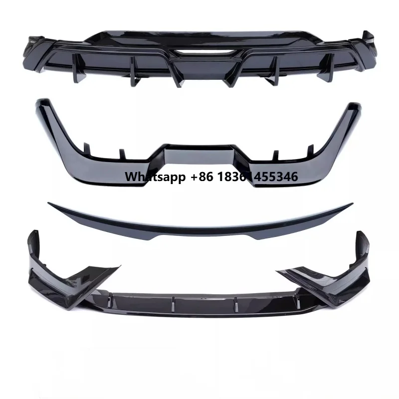 

gloss black car kit for 2023 2024 convert front shovel rear lip tail wing wing centre section