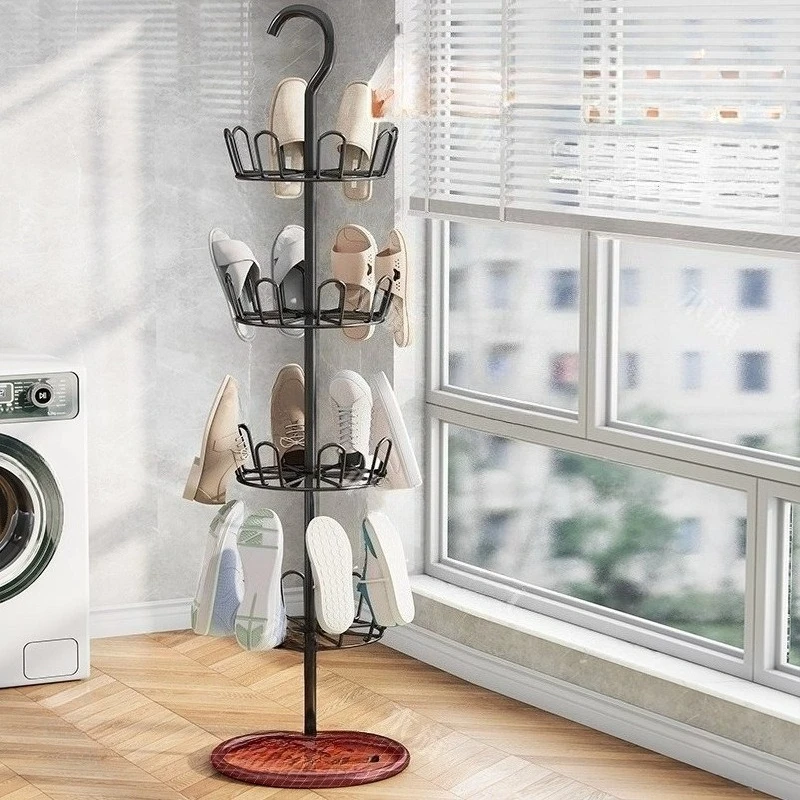 

Shoe Drying Rack Outdoor Balcony Floor Standing Multifunctional Shoe Drying Rack Iron Art Rotating Multi-layer Shoe Hanging Rack