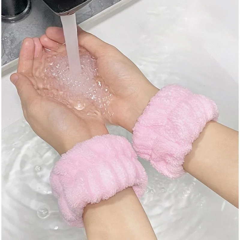 2pcs Face Washing Wristbands Spa Wash Band Microfiber Wrist Towels Wash Strap for Washing Face Makeup Skin Care Yoga Sport