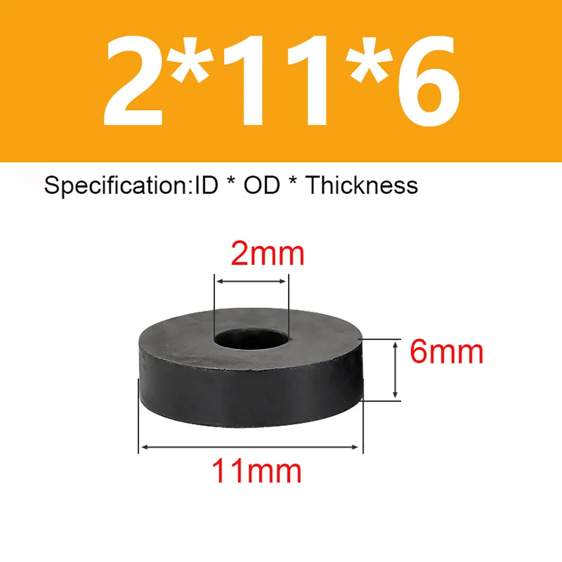 1-20pcs ID 2-56mm Rubber Shock-Absorbing Pad Round Black Thickened Soundproof Machine Foot Washer Damping Gasket Block