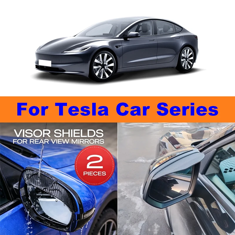 2Pcs Rearview Mirror Rain Eyebrow Sun Visor Rain Shield Guard For Tesla Model 2/3/Y/S/X Cybertruck