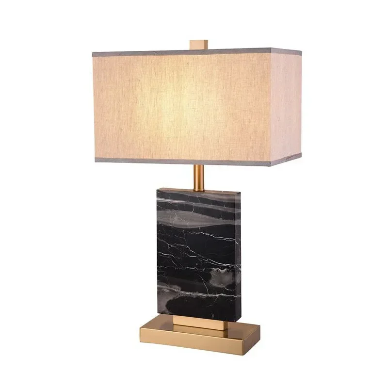 

American fashion creative natural marble desk lamp living room bedroom hotel decorative desk lamp