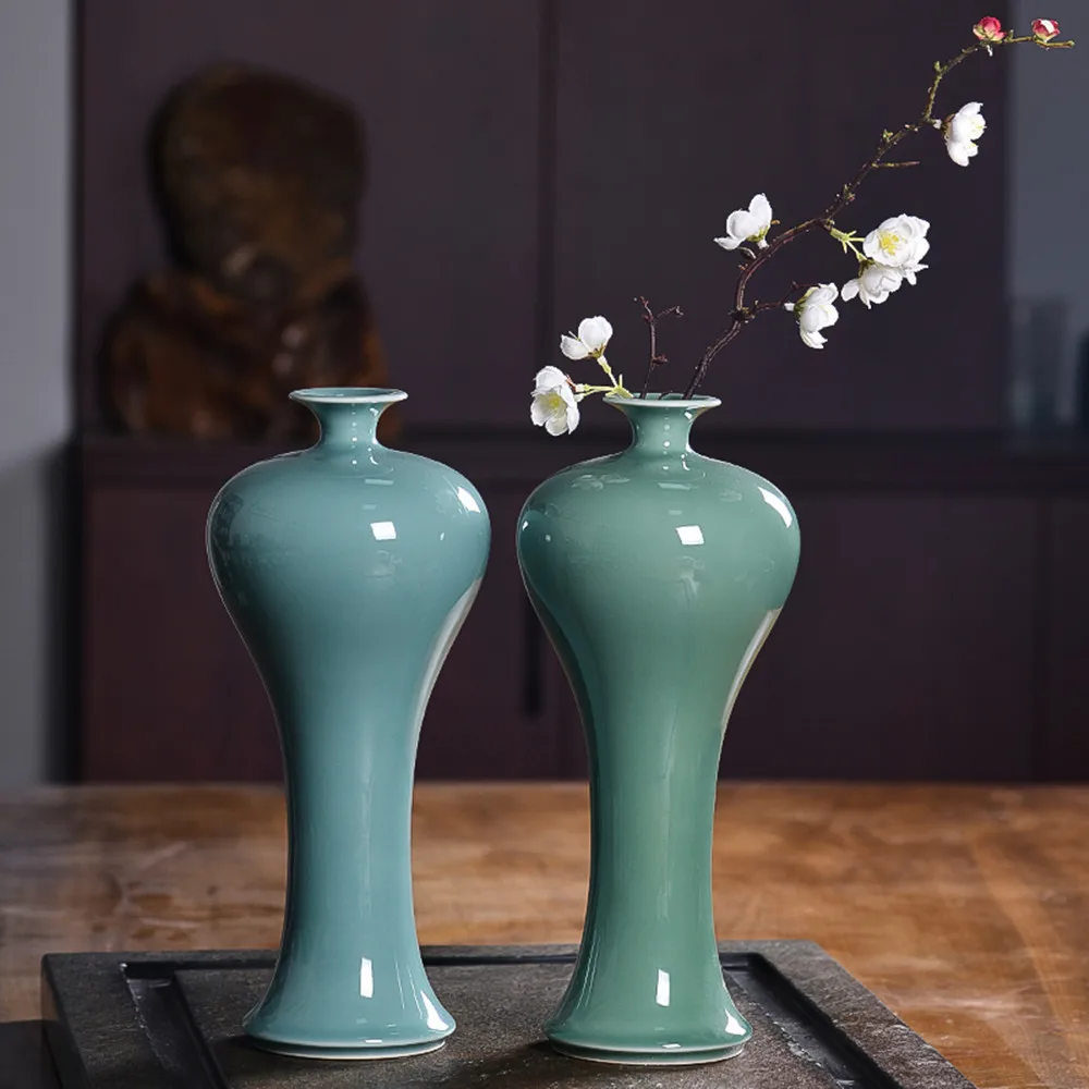 Vase Home Decorations Master Handmade Celadon Traditional Chinese Style Homewares Porcelain Table Vases