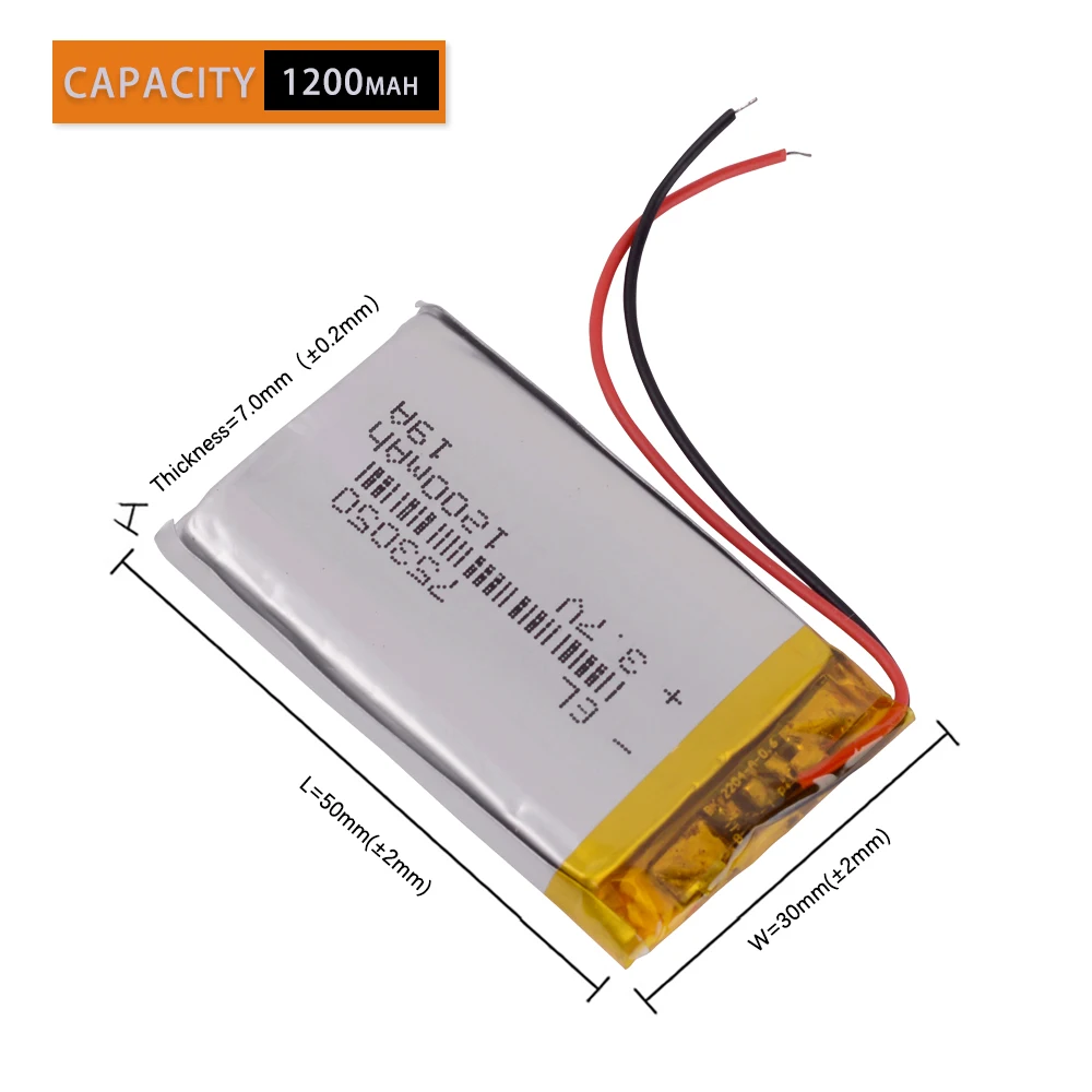 753050   3.7 فولت 1200 مللي أمبير بطارية ليثيوم بوليمر قابلة للشحن لنظام تحديد المواقع DVR MP5 بلوتوث المنتج الرقمي أدوات الألعاب الصغيرة 702949