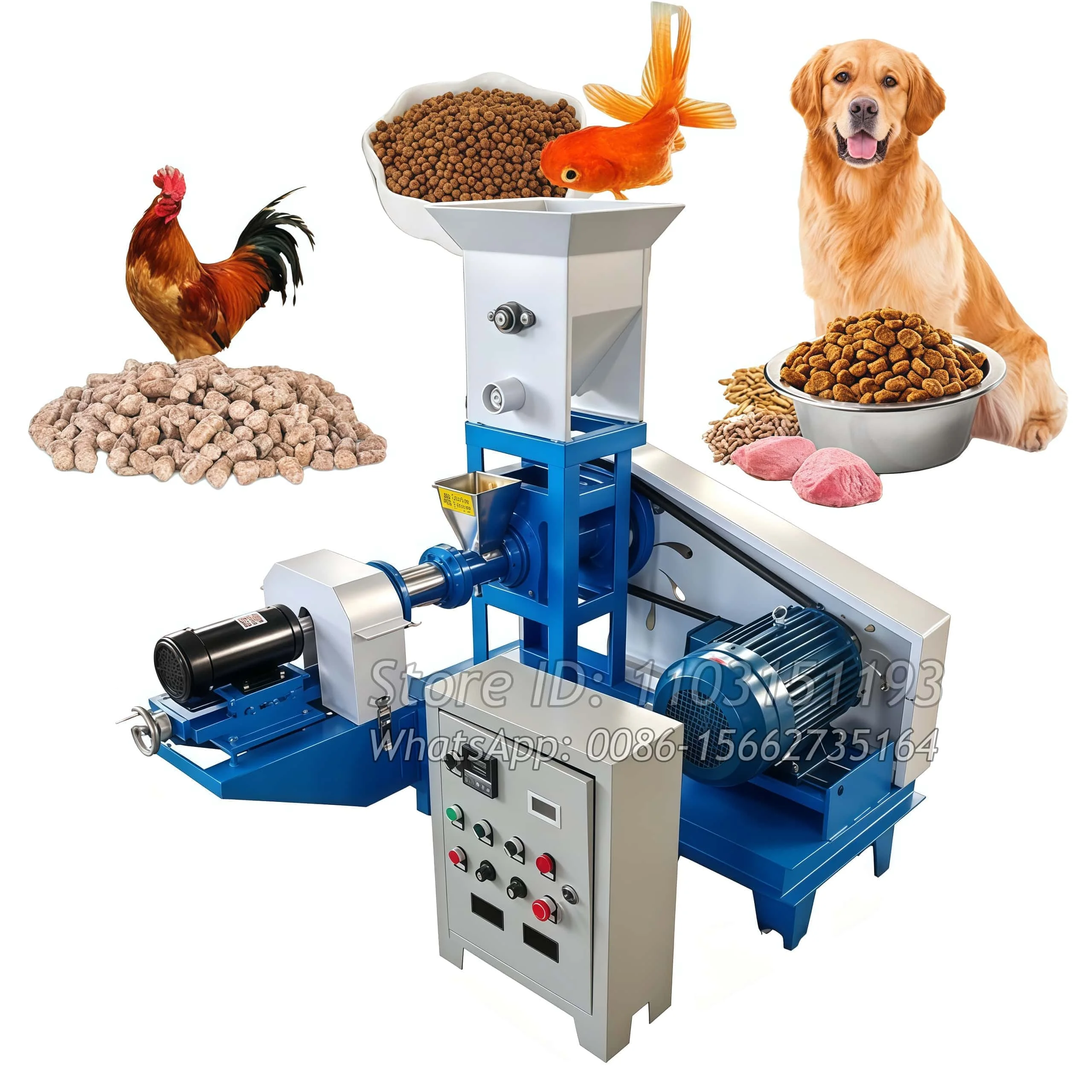 New Aquatic Animal Feed Extruder Fish Dog Cat Turtle Food Production Processing 60-80KG/H Fish Feed Floating Pellet Machine