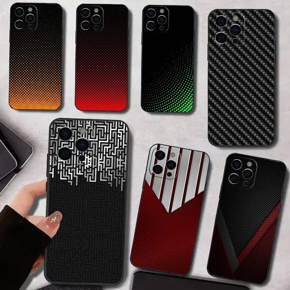 

C-Carbon Fiber Phone Case For iPhone 17,16,15,14,13,12,11 Plus,Pro Max,XS,Soft Silicone Black Cover
