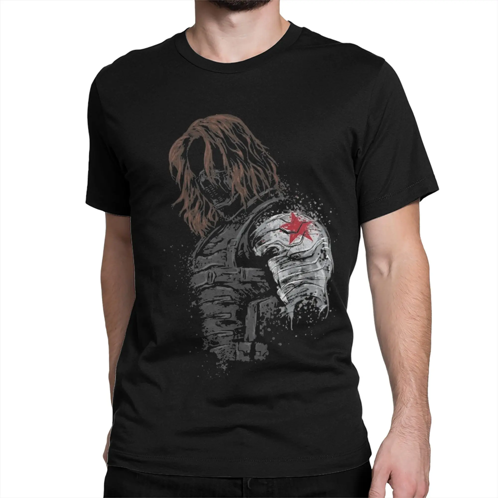 Bucky Barnes  Falcon And The Winter Soldier T-Shirts for Men Women Vintage Pure Cotton Tees Round Neck T Shirts Classic Clothing