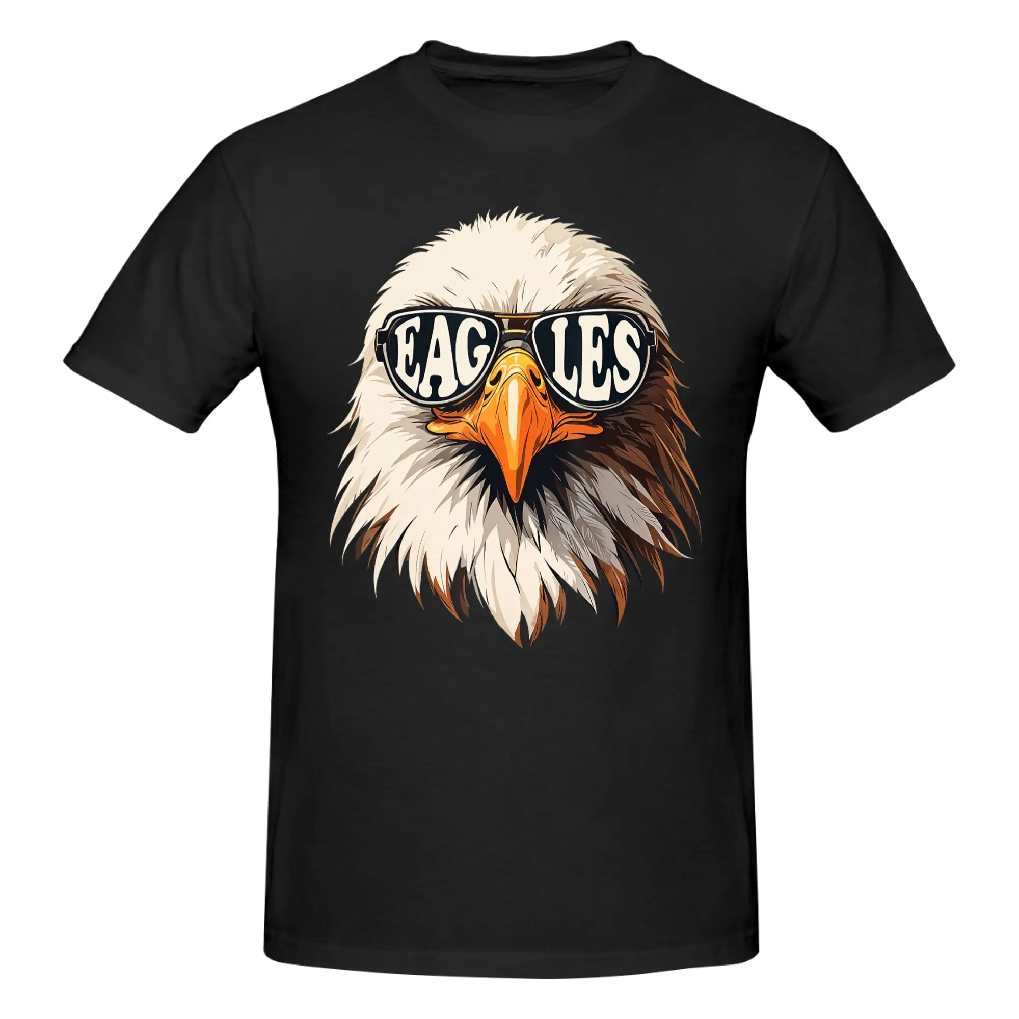 1 Piece Bald Eagle Hipster  Funny Graphic 100% Cotton T-Shirt E-Eagle Tees Tops For Men