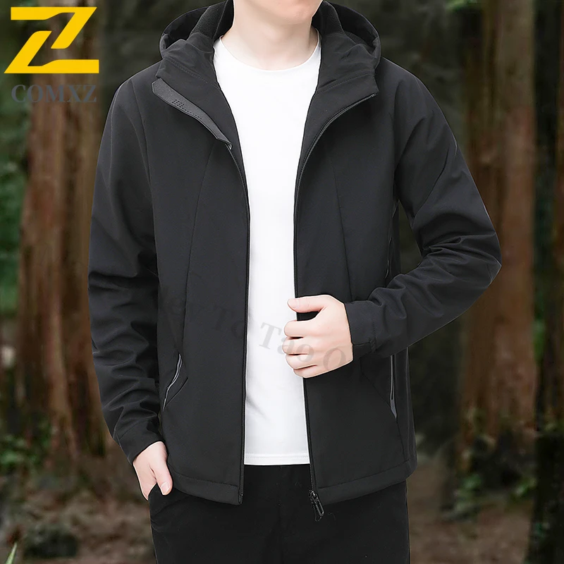 

2025 New Winter Assault Jacket Lined with Thick Fleece, Windproof and Warm Hooded Windbreaker, Outdoor Waterproof Raincoat M-4XL