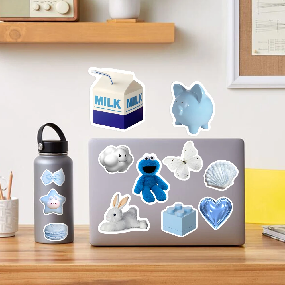 Aesthetic Vintage Blue Style Stickers DIY Kids Toys Gift Decorative Decal for Laptop Phone Scrapbook Diary Luggage Waterproof