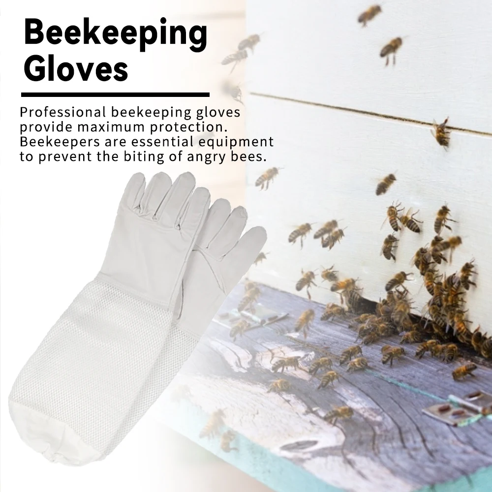 

Beekeeper Anti-bee Gloves Beekeeping Protective Sleeves Ventilated Sheepskin And Canvas For Apiculture Tools Beekeeping Gloves