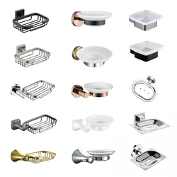 Soap Rack Stainless Steel Holder With Glass Dish Wall Mount Soap Basket Black Rose Gold Soap Dish Holder Bathroom Accessories