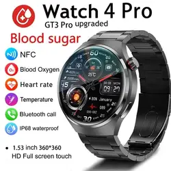 2024 New For HUAWEI GT4 PRO Smart Watch Men HD AMOLED Screen GPS NFC Watches IP68 Waterproof Heart Rate Blood Sugar Smartwatch