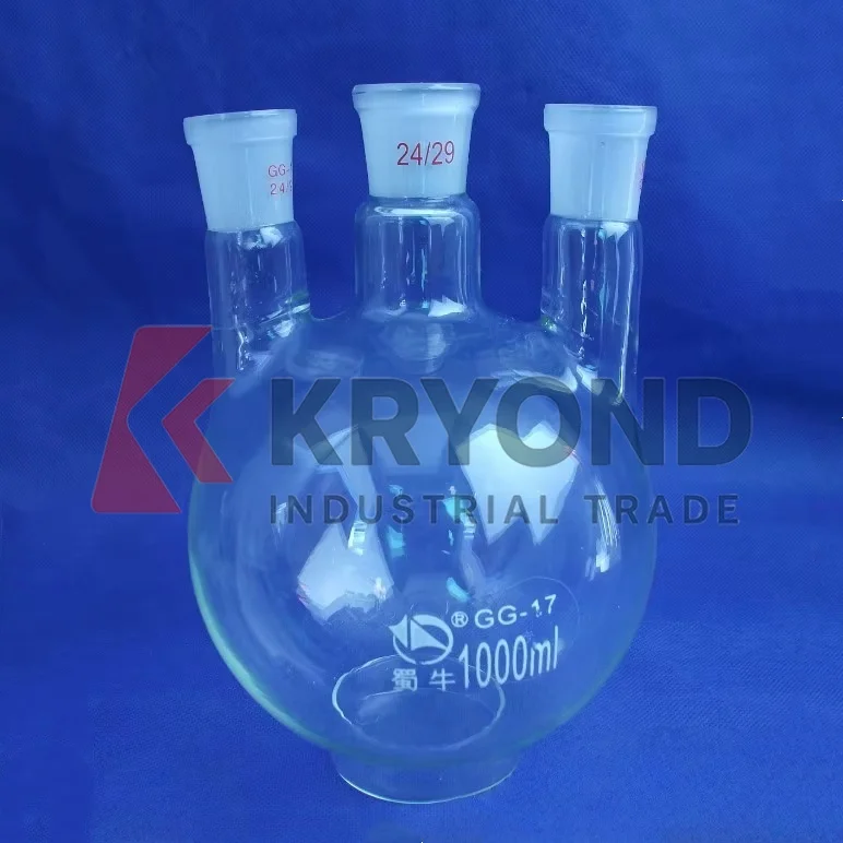 1000ml 24/29 Three-Necked Round-Bottom Flask Short Neck Standard Ground Mouth 24*3