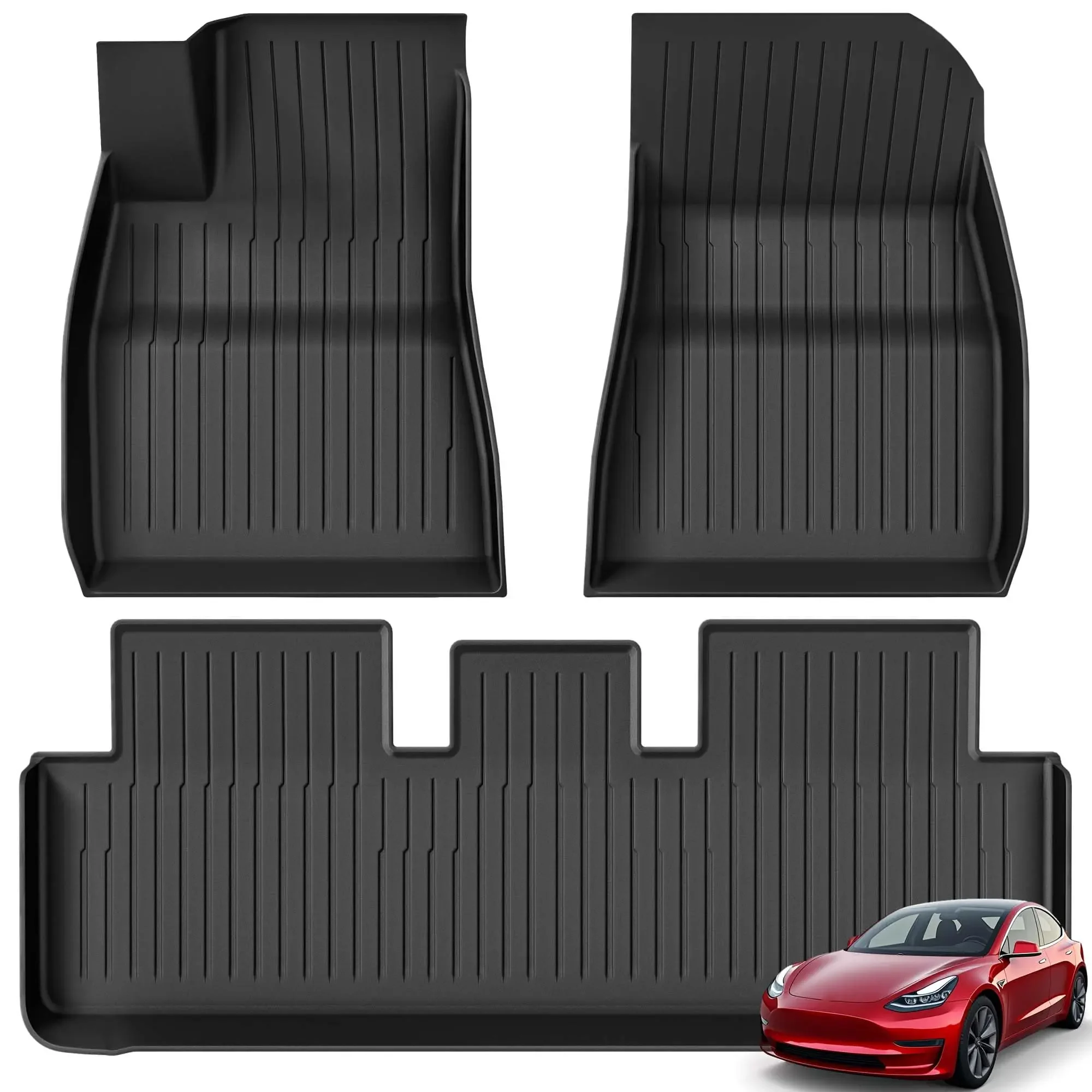 

3 шт., коврики для ног из ТПЭ для модели tesla 3 Highland 2024 2025, всепогодный противоскользящий индивидуальный напольный коврик с полным покрытием