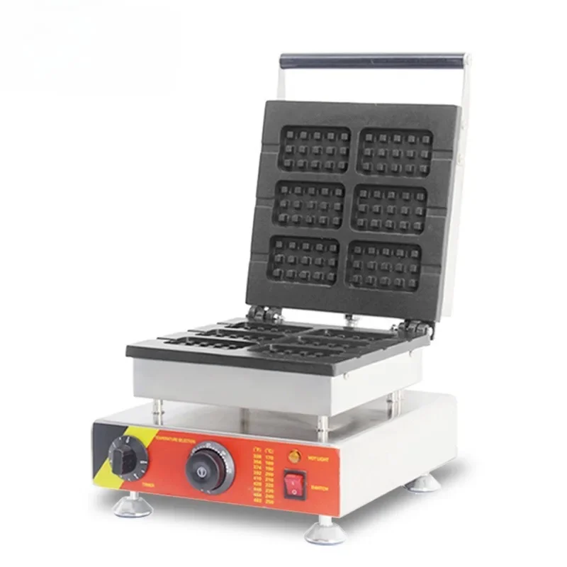 Commercial Waffle Stove 6 Plaid Waffles Snack Equipment Muffin Maker Baking Electric Waffles
